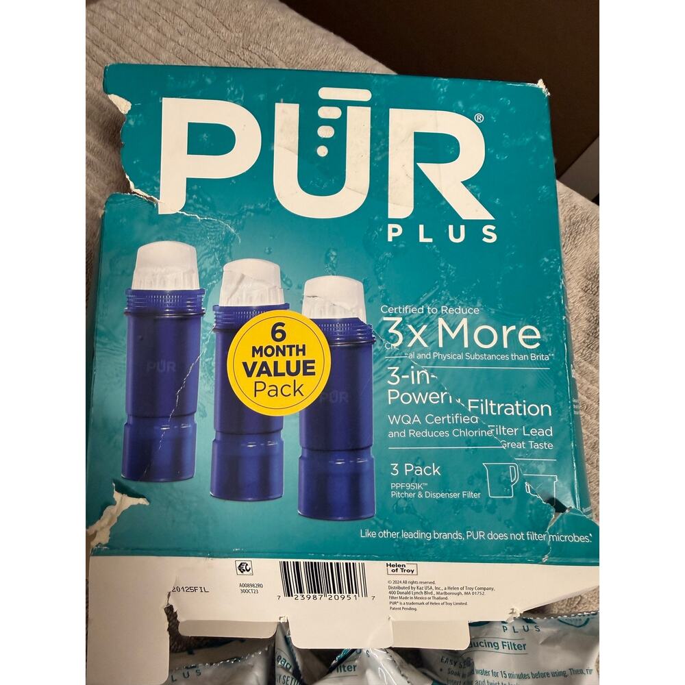 PUR Plus 3 in 1 lead reducing filter for Pitcher and water dispenser Pack of 3